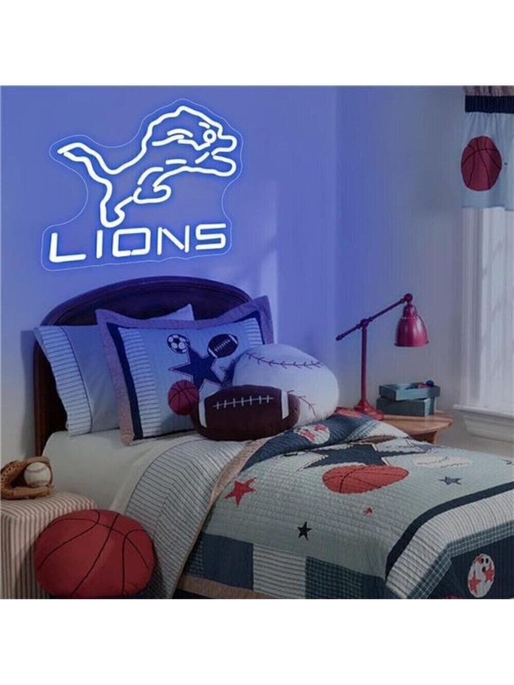 NFL Detroit Lions Team Logo Light Sports Signs Football LED Neon Bar Man Cave - Picture 5 of 6